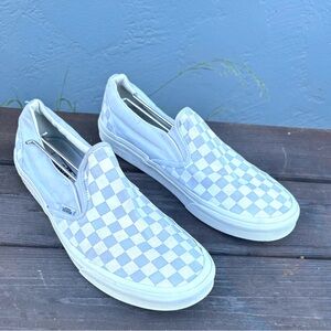 Vans White and Gray Checkered Slip-Ons size 11.5